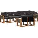 vidaXL Zunanja garnitura za sedenje z blazino 8 pcs Naravna in črna, (5000280514) | Shoptok.si