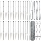 vidaXL Ograja v obliki hexagona 0,4x50 m Galvanizirano jeklo, Ograjni stebri s konico 13 kos Ø32 mm 60 cm Galvanizirano jeklo | Shoptok.si