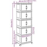 vidaXL Složiva kutija za pohranu kotačima 5razine 28L 48,5x29,5x139 cm | shoptok.hr