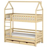 Molarem Home Drveni dječji krevet na kat Iga s tri kreveta i ladicom - svijetlo drvo - 190x90 cm - Bez madraca | shoptok.hr