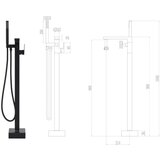 Pipo Prostostoječi tuš s pipo za kad črn iz nerjavečega jekla 90 cm | Shoptok.si