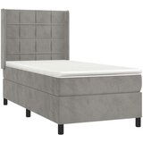 Box spring postelja z vzmetnico LED svetlo siva 100x200cm žamet, (20724591) | Shoptok.si