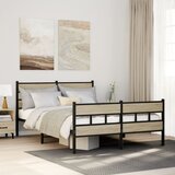 vidaXL Kovinski posteljni okvir brez vzmetnice sonoma hrast 140x200 cm Cene