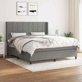  Box spring postelja z vzmetnico temno siva 160x200 cm blago, (20789845) | Shoptok.si