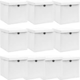vidaXL Kutije za pohranu s poklopcima 10 kom bijele 32x32x32 cm tkanina Cijene