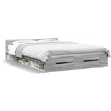 vidaXL Posteljni okvir s predali siva sonoma 150x200 cm inženirski les | Shoptok.si