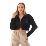 BİKELİFE Women's Pocket Detailed Oversize Crop Denim Jacket Cene