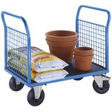eurokraft pro ploski voziček, z 2 mrežastima čelnima stranicama, dxš 1250 x 800 mm, kolesa iz polne gume | Shoptok.si