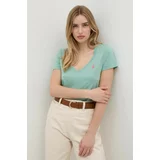 Polo Ralph Lauren Bombažna kratka majica ženski, zelena barva
