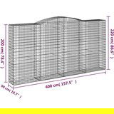  Obokane gabion košare 6 kosa 400x50x200/220 cm pocinkano železo, (21000384) | Shoptok.si