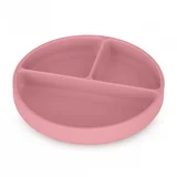 silikonski okrugli tanjur s odjeljcima i vakuumom 6 m+ Take&Match, Dusty Rose