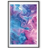 Plakat Night Flows - abstract waves in shades of blue and purple 60x90 Crni okvir s margom | shoptok.hr