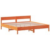 vidaXL posteljni okvir z vzglavjem voščeno rjava 180x200 cm borovina, (21142779) | Shoptok.si