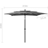  Vrtni suncobran s 3 razine i stupom 2,5 x 2,5 m antracit | shoptok.hr