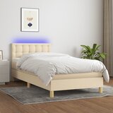The Living Store Box spring postelja z vzmetnico LED krem 90x200 cm blago - Box Spring Postelja, (21516010) Cene