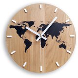  Lesena stenska ura Zemljevid črna | Shoptok.si