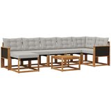 vidaXL Zunanja garnitura za sedenje 8 pcs Naravna in svetlo siva, (5000282350) | Shoptok.si