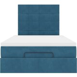 vidaXL Otomanski posteljni okvir z vzmetnicami moder 120x200cm žamet | Shoptok.si