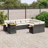 vidaXL 10-dijelni set vrtnih sofa s jastucima crni od poliratana | shoptok.hr