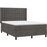  Box spring postelja z vzmetnico LED temno siva 140x200 cm žamet, (20789455) | Shoptok.si