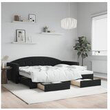 vidaXL Izvlečna dnevna postelja s predali črna 90x190 cm žam | Shoptok.si
