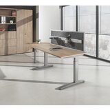 eurokraft pro anny - pisalna miza s podnožjem v obliki črke c, nastavitev višine na 650 - 850 mm, širina 1800 mm, svetlo siva | Shoptok.si