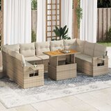 vidaXL 10-dijelni set vrtnih sofa s jastucima bež od poliratana | shoptok.hr