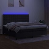  Krevet box spring s madracem LED crni 200x200 cm od tkanine | shoptok.hr