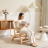  Stolica od ratana fotelja za čitanje drveni okvir široko sjedalo 64 x 70 x 74 cm prirodno drvo | shoptok.hr