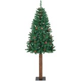 vidaXL usko božićno drvce s pravim drvom i šiškama zeleno 180 cm PVC | shoptok.hr