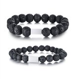 Kesi Bracelet made of volcanic stone and surgical steel - black | Shoptok.si