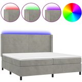  Krevet box spring s madracem LED svjetlosivi 200x200 cm baršun | shoptok.hr