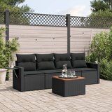 Maison Chic Seti vrtnega pohištva - Vrtna garnitura - Vrtni pohištvo set 5-delna z blazinami črn poli ratan, (21820279) | Shoptok.si