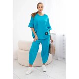 Kesi Włoski Cotton set blouse + trousers turquoise | shoptok.hr