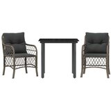  3-dijelni bistro set od poliratana s jastucima sivi | shoptok.hr