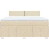 vidaXL Box spring postelja z vzmetnico krem 180x200 cm blago, (21310303) | Shoptok.si