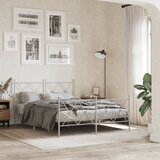 Maison Chic Kovinski Posteljni okvir - Dvoposteljna postelja - Zakonska postelja z vzglavjem in vznožjem bel 140x200 cm, (21697361) | Shoptok.si