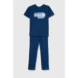 Calvin Klein Underwear Otroška bombažna pižama mornarsko modra barva