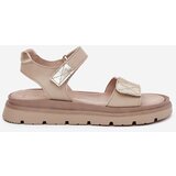 Zazoo Ladies Leather Sandals On Platform Beige 40443 | shoptok.hr