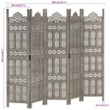 Sobna pregrada s 5 panela siva 200 x 165 cm masivno drvo manga | shoptok.hr
