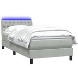 Box Spring krevet s madracem i LED svijetlo sivi 90x220 cm baršun | Eponuda.ba