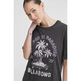 Billabong Bombažna kratka majica ženska, siva barva, EBJZT00255