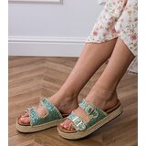 D/CEO Green espadrille flip-flops with buckles Induri | Shoptok.si