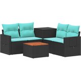 Set sofe 6 kom. Crna i Plava Poli Rattan i čelik | shoptok.hr