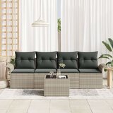 vidaXL 5-delna vrtna sedežna garnitura s blazinami svetlo siva poli ratan | Shoptok.si