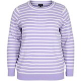 Zizzi Pulover 'ELLIE' svetlo lila / bela | Shoptok.si