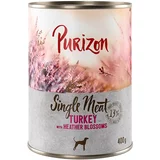 Purizon 5 + 1 gratis! mokra pasja hrana 6 x 400 g/ 800 g - Single Meat Puran s cvetovi rese 6 x 400 g