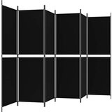vidaXL Sobna pregrada s 6 panela crna 300 x 180 cm od tkanine | shoptok.hr