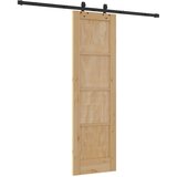  Klizna vrata Prirodna i crna 61 x 198,5 cm Masivna borovina | shoptok.hr