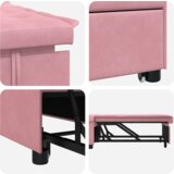 vidaXL Kavč Postelja 3-v-1 Izvlečne Oblike Roza Žamet | Shoptok.si